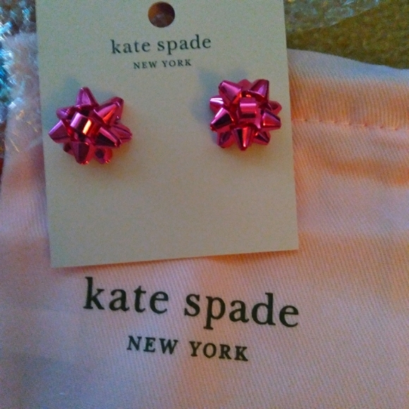 KATE SPADE..SILVER & PINK.. Bow Earrings.. Beautiful